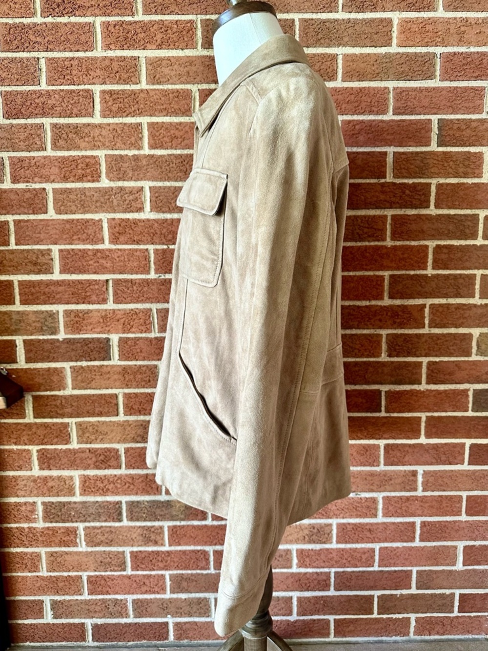 Cole Haan Beige Field Jacket Zip Closure Flap Pockets Heavyweight Men's L - Picture 4 of 11